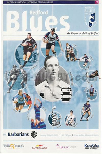 2010 Bedford Blues v Barbarians  Rugby Programme
